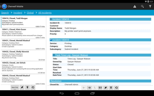 cherwell ITSM screenshot