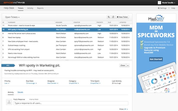 spiceworks project management screenshot